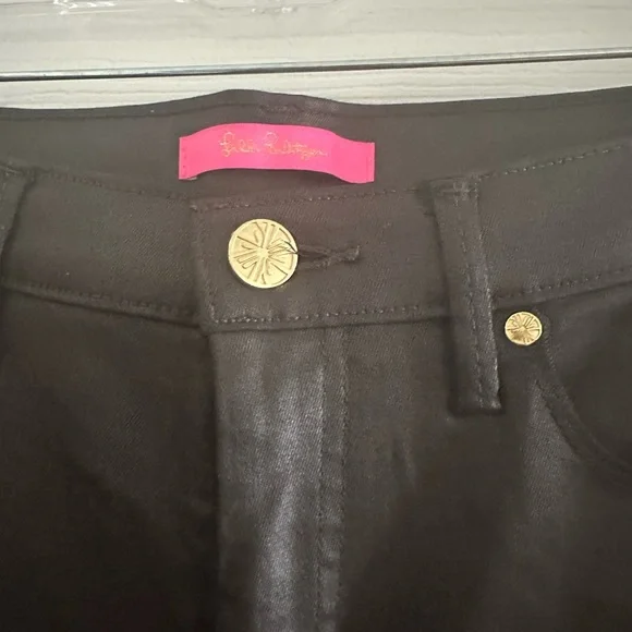 Lilly Pulitzer Brown coated denim Pants coated jeans - Picture 2 of 5